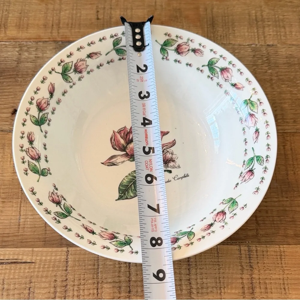 Vintage Botanical Gardens Floral Ceramic Bowl. Pink Rose | Discontinued | EUC